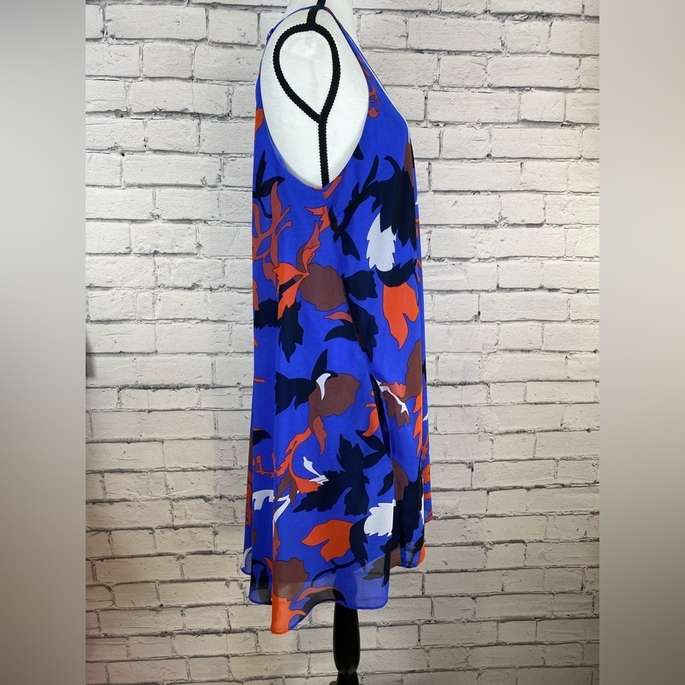 Rachel Roy Boho Geometric Blue Floral Halter High Low Dress size Medium - Picture 5 of 11